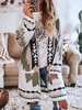 Manteau Cape Femmes en Maille avec Les Manches Longues Imprimé Les Motifs Manteau Cape d