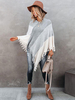 Manteau Cape Femmes Long avec Les Franges Irrégulière Un Dégradé de gris Manteau Cape d