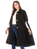Manteau Cape Femmes Long Unicolore avec Les Manches Mi-Long Fermeture avec Boutons Manteau Cape d