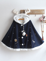 Manteau Cape Lolita Cerf de Noël à capuche Pom Poms Vêtements dextérieur dhiver