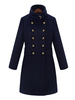 Manteau Cape Long Femme Hiver à Col Montant avec Boutonnages Croisées Coupe Cintrée Bleu Marine Foncé Unicolore Manteau Hiver Femme
