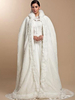 Manteau Cape Longs Femme en Fousse Fourrure Synthétique à Capuche à Lacets Poncho Hiver Unicolore