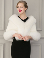 Manteau Capes en Fausse Fourrure Femmes Courtes à Col V Unicolore