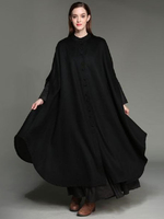 Manteau Capes Longues Femmes Décontractés à Col Montant Fermeture avec Boutons Unicolore