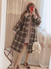 Manteau classique Lolita Manteau à carreaux à carreaux et à volants Manteau en laine Lolita brun Déguisements Halloween