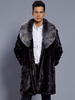 Manteau classique masculin noir bicolore en fausse fourrure en polyester