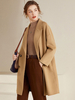 Manteau cocon en laine pour femme classique revers croisé confortable mi-long vêtements d