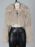 Manteau court en fausse fourrure à franges et col en V pour femme 2025