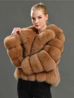 Manteau court en fausse fourrure moelleuse avec revers Veste d