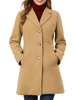 Manteau Court Femme à Col Revers avec Manches Longues avec Poches avec Boutons Unicolore
