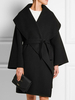 Manteau Court Femme à Col Revers avec Manches Longues Volantes Coupe Cintrée à Lacets Unicolore Manteau Hiver