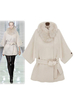 Manteau Court Femme en Fausse Fourrure Synthétique avec Manches Longues Volantes Coupe Cintrée à Lacets Unicolore Hiver