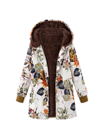 Manteau dhiver à manches longues imprimé floral femme manteau