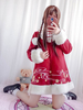 Manteau dhiver de style chinois Lolita manteau gland broderie fourrure deux tons rouge Lolita Déguisements Halloween