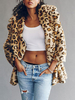 Manteau dhiver en fausse fourrure pour femme à manches longues imprimé léopard