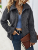 Manteau dhiver en fausse fourrure pour femmes à manches longues gris foncé avec poches