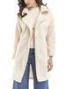 Manteau dhiver femme blanc col rabattu manches longues faux shearling manteau