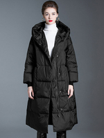 Manteau dhiver noir à capuche pour femme