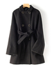 Manteau dhiver pour femme à col rabattu à lacets décontracté en polyester noir
