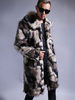 Manteau de Fausse Fourrure 2021 Homme Col à Revers Patchwork Gris Léger Manteau d