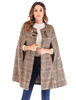Manteau de poncho à carreaux pour femme