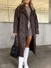 Manteau en Cuir Femme Synthétique avec Manches Longues avec Boutons Unicolore