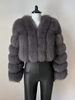 Manteau en fausse fourrure à col en V et manches longues pour femme veste courte en fourrure écologique d