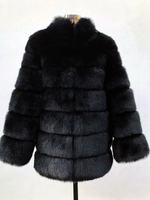 Manteau en fausse fourrure à col montant Veste midi de couleur unie respectueuse de l