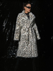 Manteau en fausse fourrure à imprimé léopard veste longue surdimensionnée à revers avec ceinture pour l