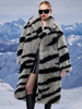 Manteau en fausse fourrure à imprimé zèbre col rabattu veste longue surdimensionnée et écologique pour femme 2025