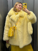 Manteau En Fausse Fourrure À Manches Longues Col Rabattu Femme Jaune