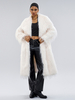 Manteau en fausse fourrure à manches longues et col rabattu pour femme manteau chic en fausse fourrure surdimensionné écru et blanc