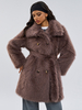 Manteau en fausse fourrure à manches longues manteau chic en fausse fourrure col rabattu manteau dhiver marron café