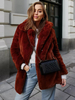 Manteau en fausse fourrure à revers crantés Veste longue chic et écologique pour femme 2025
