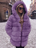 Manteau en fausse fourrure avec capuche Veste mi-longue décontractée d