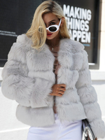Manteau en Fausse Fourrure avec Manches Longues Unicolore