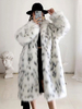 Manteau en fausse fourrure bicolore 2025 Hiver Long Manteau en fourrure écologique pour femme