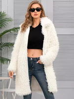 Manteau en fausse fourrure blanc sans taille manches longues manteau surdimensionné pour femme