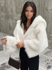 Manteau En Fausse Fourrure Chic Hiver Blanc À Capuche Surdimensionné Décontracté