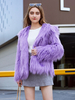 Manteau en Fausse Fourrure Court avec Manches Longues Unicolore Manteau Femme