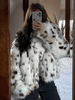 Manteau En Fausse Fourrure Court Beige Manches Longues Hiver Chaud Femme
