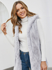 Manteau en Fausse Fourrure Court Femme à Capuche sans Manches Unicolore Gilet Femme