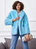Manteau en Fausse Fourrure Court Femme à Col Revers avec Manches Longues Unicolore Manteau Femme