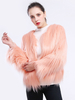 Manteau en Fausse Fourrure Court Femme à Col Rond avec Manches Longues Unicolore Manteau Femme