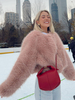 Manteau En Fausse Fourrure Courte Noir À Manches Longues Taille Haute Femme