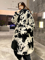 Manteau en fausse fourrure écru blanc taille haute manches longues manteau dhiver bicolore