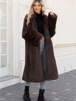 Manteau En Fausse Fourrure Décontracté Col Rabattu Chic En Chocolat Pour L