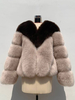 Manteau en fausse fourrure de couleur contrastée veste d