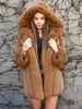 Manteau en fausse fourrure en peluche avec capuche Veste mi-longue en fourrure écologique d