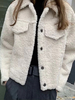 Manteau en Fausse Fourrure Femme à Col Revers avec Manches Longues avec Boutons Unicolore